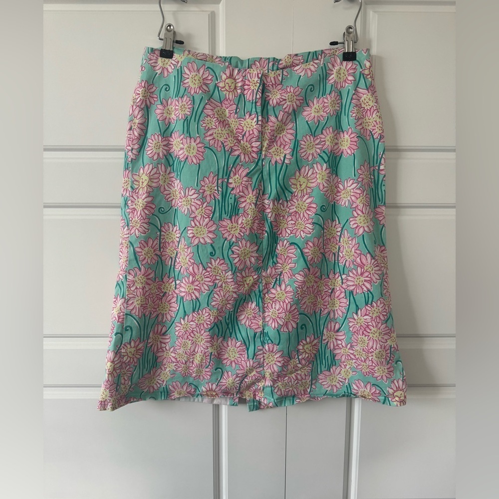 Vintage Lily Pulitzer Bliss Blue Grass Pencil Skirt White Label Womens Size 10